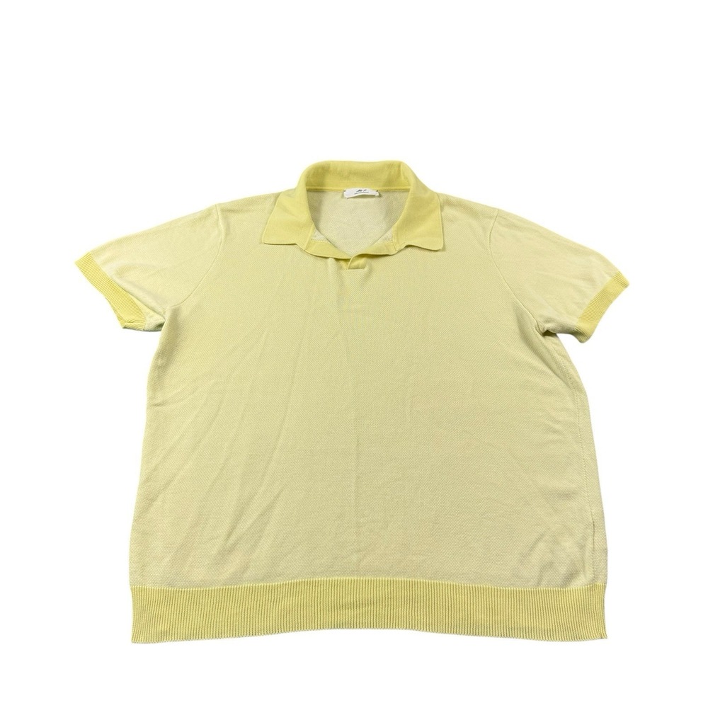 MR P‎ Porter Cotton V Neck Buttonless Summer Yellow Polo Shirt Large